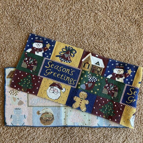 Season's Greetings Holiday Christmas Tapestry Table Runner Home Decor Decoration - Picture 1 of 8